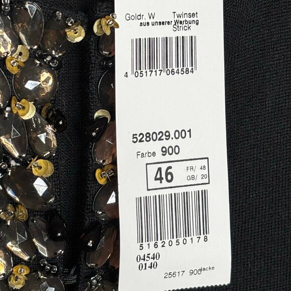 Basler Black Lavish Luxury Beaded 100% Virgin Wool Cardigan New Size 46/16 - Picture 8 of 9